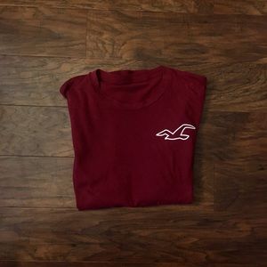 Burgundy Hollister Curved Long Sleeve Tee